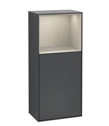 Шкафчик для ванной Villeroy & Boch Finion 41,8х93,6х27 см петли слева с подсветкой МДФ темно-синий матовый лак/песок матовый лак G500HHHG