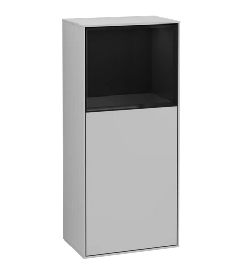 Шафка для ванної Villeroy & Boch Finion 41,8х93,6х27 см петлі зліва з підсвічуванням МДФ світло-сірий матовий лак/глянсовий чорний лак G500PHGJ