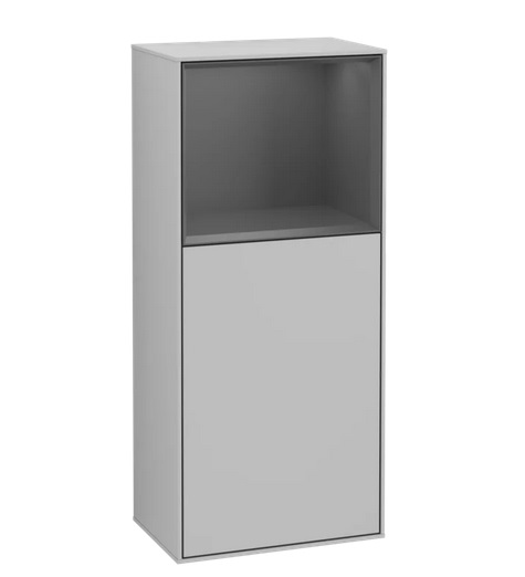 Шафка для ванної Villeroy & Boch Finion 41,8х93,6х27 см петлі праворуч з підсвічуванням МДФ світло-сірий матовий лак/антрацит матовий лак F510GKGJ