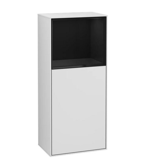 Шафка для ванної Villeroy & Boch Finion 41,8х93,6х27 см петлі зліва з підсвічуванням МДФ білий матовий лак/глянцевий чорний лак G500PHMT