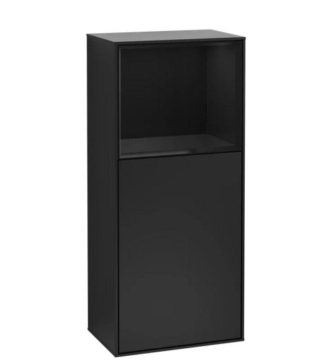 Шкафчик для ванной Villeroy & Boch Finion 41,8х93,6х27 см петли слева с подсветкой МДФ черный матовый лак/глянцевый черный лак G500PHPD