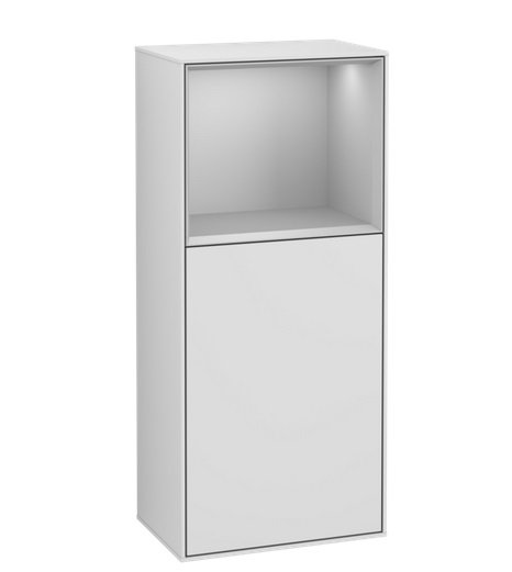 Шафка для ванної Villeroy & Boch Finion 41,8х93,6х27 см петлі справа з підсвічуванням МДФ білий матовий лак/світло-сірий матовий лак F510GJMT