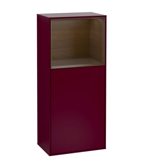 Шкафчик для ванной Villeroy & Boch Finion 41,8х93,6х27 см петли справа с подсветкой МДФ пион матовый лак/шпон грецкого ореха F510GNHB