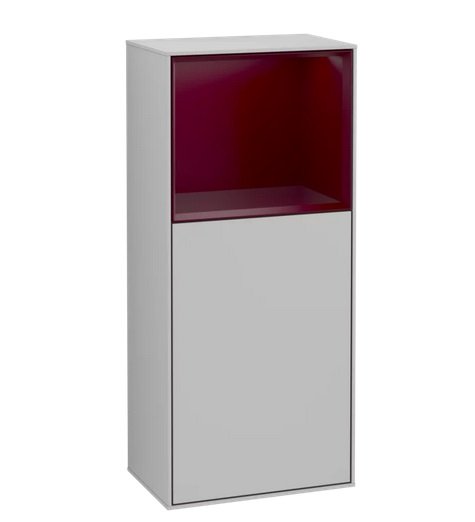 Шкафчик для ванной Villeroy & Boch Finion 41,8х93,6х27 см петли справа с подсветкой МДФ светло-серый матовый лак/пион матовый лак F510HBGJ