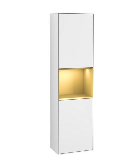 Пенал Villeroy & Boch Finion 41,8x151,6х27 см петлі зліва з підсвічуванням МДФ білий глянцевий лак/золотий матовий лак G460HFGF