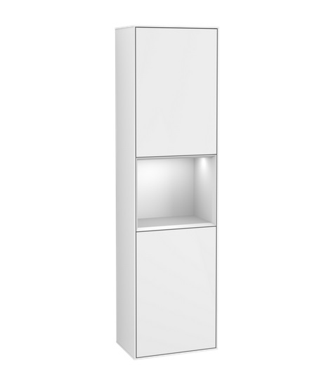 Пенал Villeroy & Boch Finion 41,8x151,6х27 см петли слева с подсветкой МДФ глянцевый белый лак/белый матовый лак G460MTGF