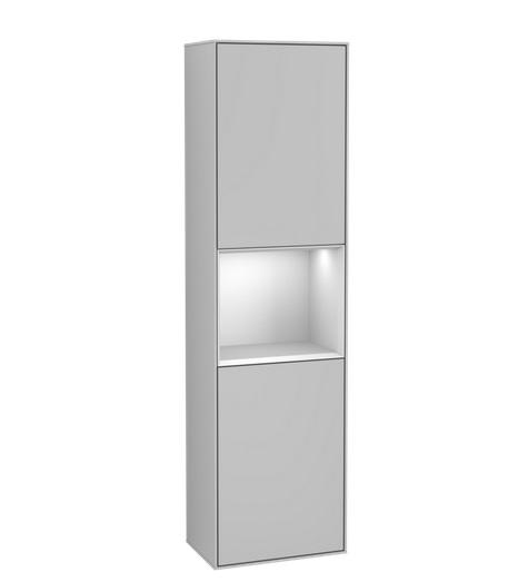 Пенал Villeroy & Boch Finion 41,8x151,6х27 см петлі зліва з підсвічуванням МДФ світло-сірий лак/білий матовий лак G460MTGJ
