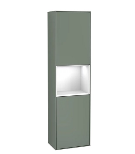 Пенал Villeroy & Boch Finion 41,8x151,6х27 см петли слева с подсветкой МДФ оливковый матовый лак/глянцевый белый лак G460GFGM