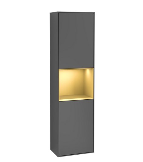 Пенал Villeroy & Boch Finion 41,8x151,6х27 см петли слева с подсветкой МДФ антрацит матовый лак/золотой матовый лак G460HFGK