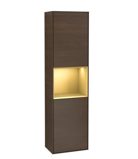 Пенал Villeroy & Boch Finion 41,8x151,6х27 см петли слева с подсветкой ДСП шпон грецкого ореха/золотой матовый лак G460HFGN