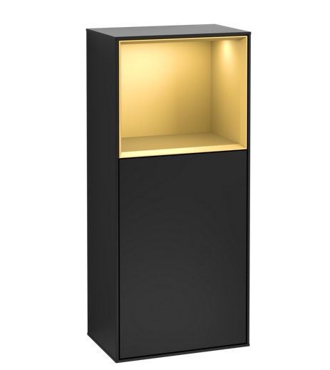Шафка для ванної Villeroy & Boch Finion 41,8х93,6х27 см петлі праворуч з підсвічуванням МДФ чорний матовий лак/золотий матовий лак F510HFPD