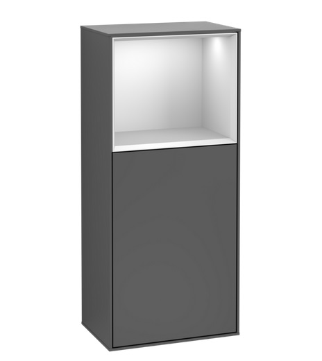 Шафка для ванної Villeroy & Boch Finion 41,8х93,6х27 см петлі праворуч з підсвічуванням МДФ антрацит матовий лак/білий матовий лак F510MTGK