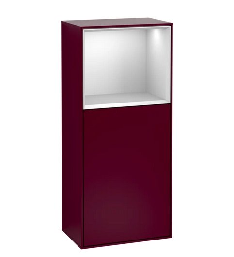 Шкафчик для ванной Villeroy & Boch Finion 41,8х93,6х27 см петли справа с подсветкой МДФ пион матовый лак/белый матовый лак F510MTHB