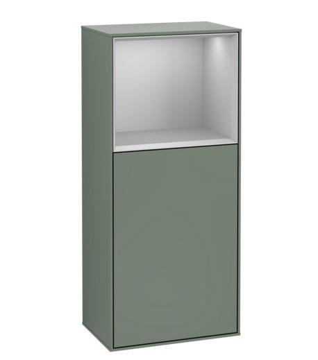 Шкафчик для ванной Villeroy & Boch Finion 41,8х93,6х27 см петли справа с подсветкой МДФ оливковый матовый лак/светло-серый матовый лак F510GJGM