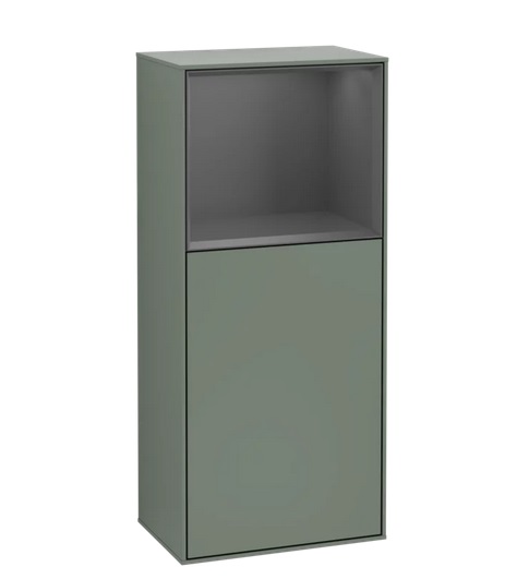 Шкафчик для ванной Villeroy & Boch Finion 41,8х93,6х27 см петли справа с подсветкой МДФ оливковый матовый лак/антрацит матовый лак F510GKGM