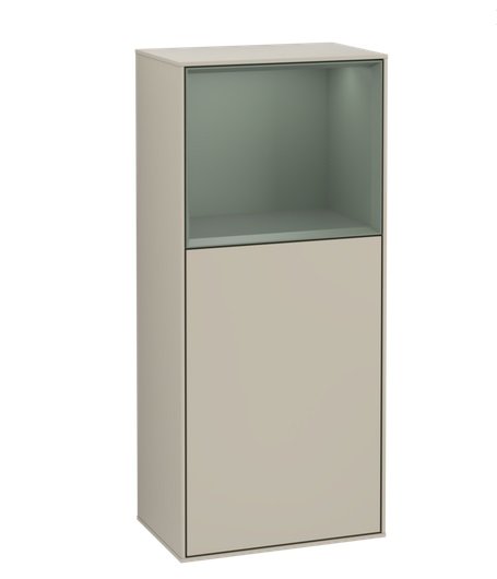 Шафка для ванної Villeroy & Boch Finion 41,8х93,6х27 см петлі праворуч з підсвічуванням МДФ пісок матовий лак/оливковий матовий лак F510GMHH