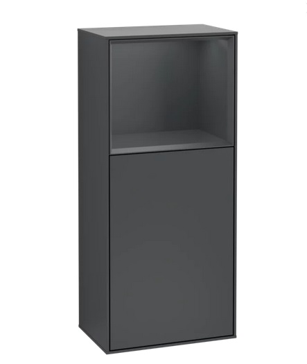 Шкафчик для ванной Villeroy & Boch Finion 41,8х93,6х27 см петли справа с подсветкой МДФ темно-синий матовый лак F510HGHG