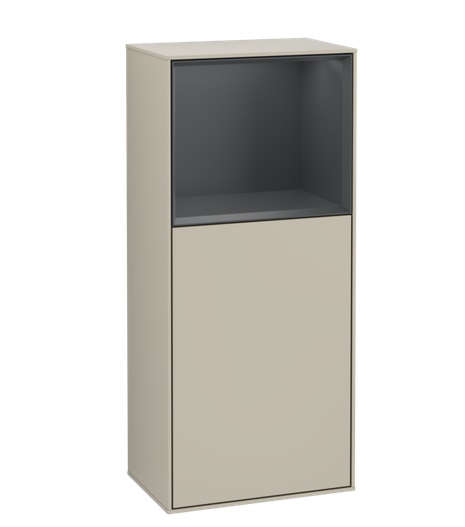 Шафка для ванної Villeroy & Boch Finion 41,8 х93, 6х27 см петлі праворуч з підсвічуванням МДФ пісок матовий лак/темно-синій матовий лак F510HGHH