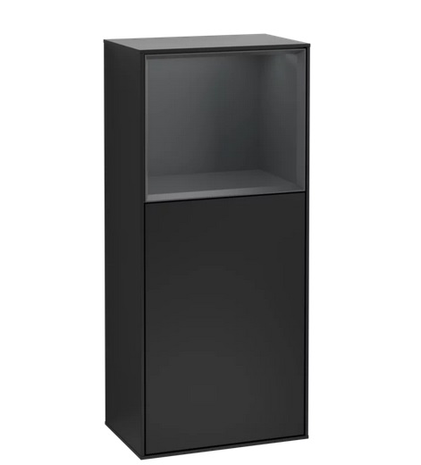 Шафка для ванної Villeroy & Boch Finion 41,8х93,6х27 см петлі праворуч з підсвічуванням МДФ чорний матовий лак/темно-синій матовий лак F510HGPD