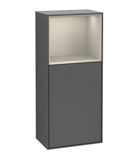Шкафчик для ванной Villeroy & Boch Finion 41,8х93,6х27 см петли справа с подсветкой МДФ антрацит матовый лак/песок матовый лак F510HHGK