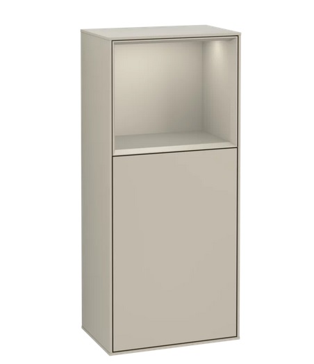 Шкафчик для ванной Villeroy & Boch Finion 41,8х93,6х27 см петли справа с подсветкой МДФ песок матовый лак F510HHHH