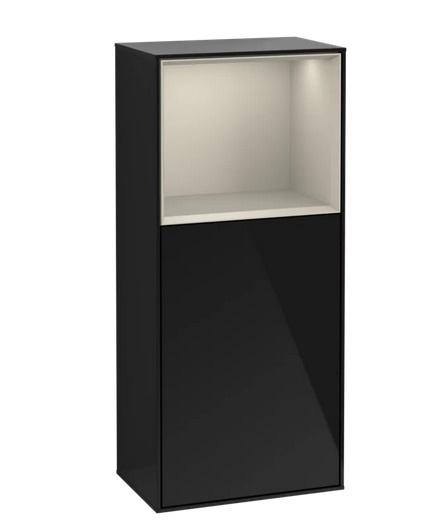 Шафка для ванної Villeroy & Boch Finion 41,8х93,6х27 см петлі праворуч з підсвічуванням МДФ глянсовий чорний лак/пісок матовий лак F510HHPH
