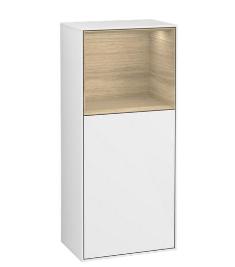 Шафка для ванної Villeroy & Boch Finion 41,8х93,6х27 см петлі праворуч з підсвічуванням МДФ глянсовий білий лак/шпон дуба F510PCGF