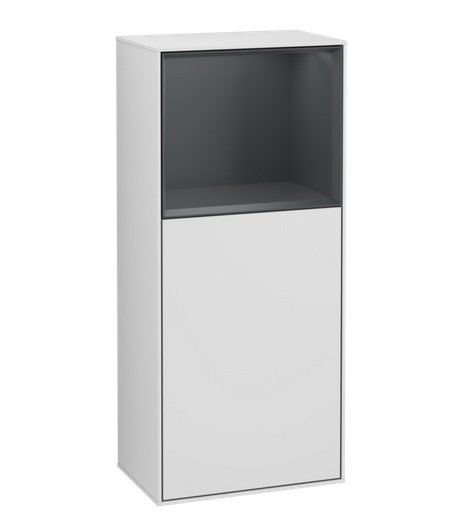 Шкафчик для ванной Villeroy & Boch Finion 41,8х93,6х27 см петли справа с подсветкой МДФ белый матовый лак/темно-синий матовый лак F510HGMT