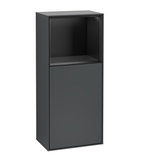 Шкафчик для ванной Villeroy & Boch Finion 41,8х93,6х27 см петли справа с подсветкой МДФ темно-синий матовый лак/черный матовый лак F510PDHG