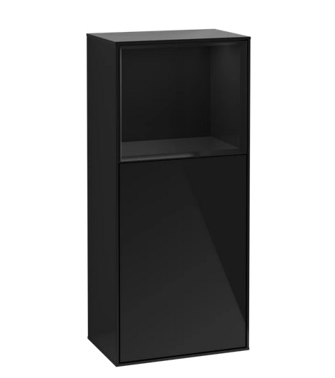 Шафка для ванної Villeroy & Boch Finion 41,8х93,6х27 см петлі праворуч з підсвічуванням МДФ глянсовий чорний лак F510PHPH