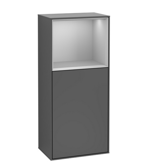 Шафка для ванної Villeroy & Boch Finion 41,8х93,6х27 см петлі праворуч з підсвічуванням МДФ антрацит матовий лак/світло-сірий матовий лак G510GJGK