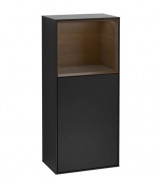 Шкафчик для ванной Villeroy & Boch Finion 41,8х93,6х27 см петли справа с подсветкой МДФ черный матовый лак/шпон грецкого ореха G510GNPD