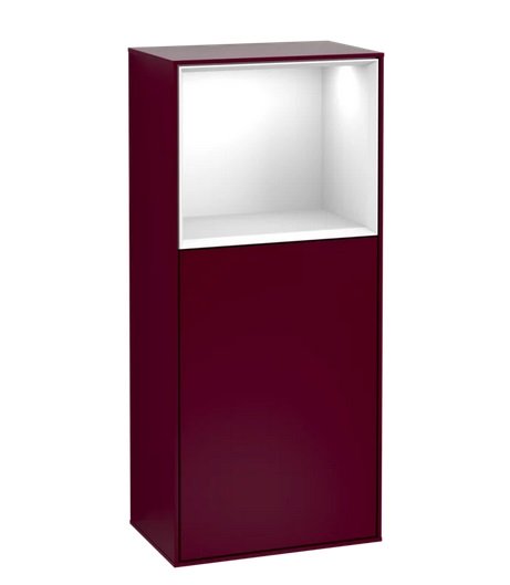 Шкафчик для ванной Villeroy & Boch Finion 41,8х93,6х27 см петли справа с подсветкой МДФ пион матовый лак/глянцевый белый лак G510GFHB