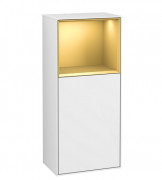 Шкафчик для ванной Villeroy & Boch Finion 41,8х93,6х27 см петли справа с подсветкой МДФ глянцевый белый лак/золотой матовый лак G510HFGF