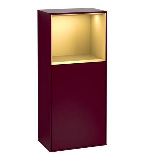 Шкафчик для ванной Villeroy & Boch Finion 41,8х93,6х27 см петли справа с подсветкой МДФ пион матовый лак/золотой матовый лак G510HFHB