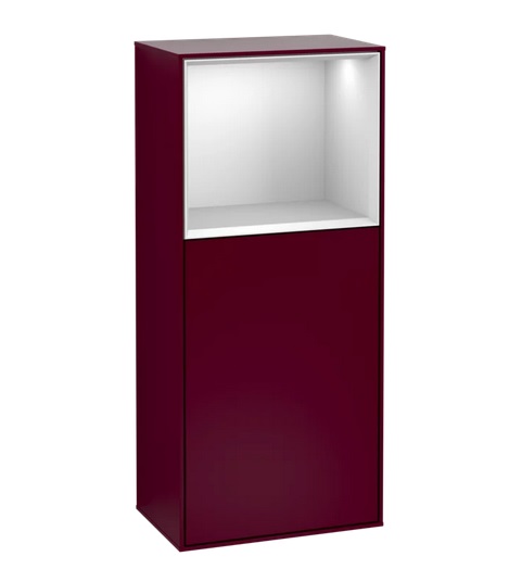 Шафка для ванної Villeroy & Boch Finion 41,8х93,6х27 см петлі праворуч з підсвічуванням МДФ півонія матовий лак/білий матовий лак G510MTHB