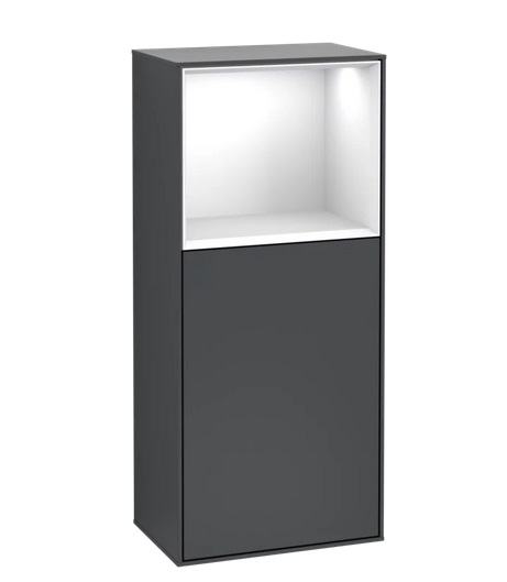 Шкафчик для ванной Villeroy & Boch Finion 41,8х93,6х27 см петли справа с подсветкой МДФ темно-синий матовый лак/глянцевый белый лак G510GFHG