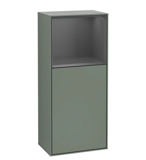 Шафка для ванної Villeroy & Boch Finion 41,8х93,6х27 см петлі праворуч з підсвічуванням МДФ оливковий матовий лак/антрацит матовий лак G510GKGM