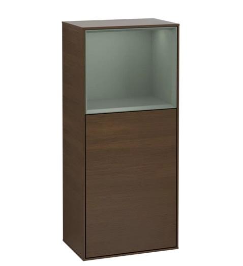 Шафка для ванної Villeroy & Boch Finion 41,8х93,6х27 см петлі праворуч з підсвічуванням ДСП шпон волоського горіха/оливковий матовий лак G510GMGN