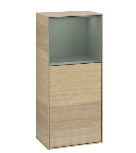 Шафка для ванної Villeroy & Boch Finion 41,8х93,6х27 см петлі праворуч з підсвічуванням ДСП шпон дуба/оливковий матовий лак G510GMPC