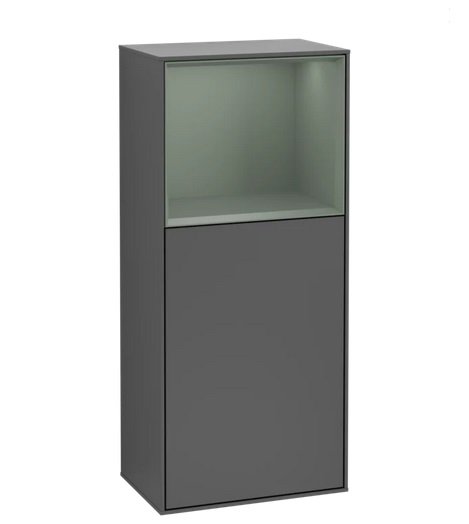 Шкафчик для ванной Villeroy & Boch Finion 41,8х93,6х27 см петли справа с подсветкой МДФ антрацит матовый лак/оливковый матовый лак G510GMGK