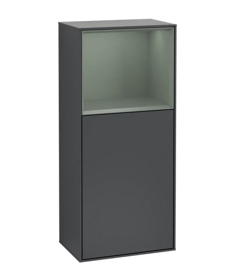 Шкафчик для ванной Villeroy & Boch Finion 41,8х93,6х27 см петли справа с подсветкой МДФ темно-синий матовый лак/оливковый матовый лак G510GMHG