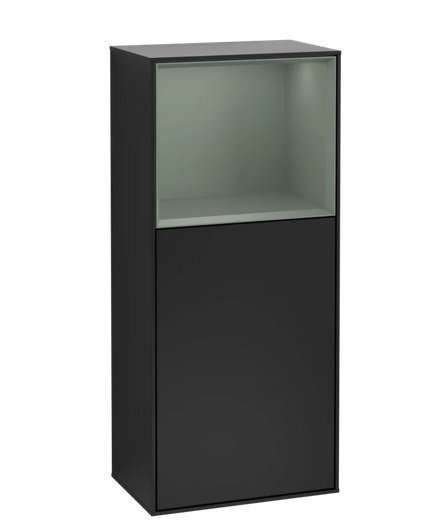 Шкафчик для ванной Villeroy & Boch Finion 41,8х93,6х27 см петли справа с подсветкой МДФ черный матовый лак/оливковый матовый лак G510GMPD