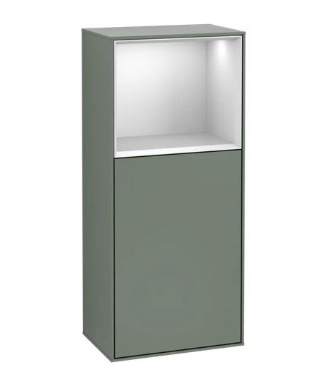 Шафка для ванної Villeroy & Boch Finion 41,8 х93, 6х27 см петлі праворуч з підсвічуванням МДФ оливковий матовий лак/білий матовий лак G510MTGM