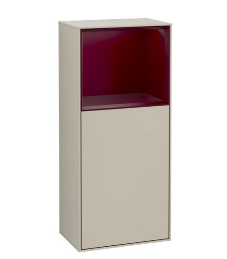 Шкафчик для ванной Villeroy & Boch Finion 41,8х93,6х27 см петли справа с подсветкой МДФ песок матовый лак/пион матовый лак G510HBHH