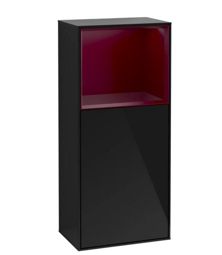 Шкафчик для ванной Villeroy & Boch Finion 41,8х93,6х27 см петли справа с подсветкой МДФ глянцевый черный лак/пион матовый лак G510HBPH