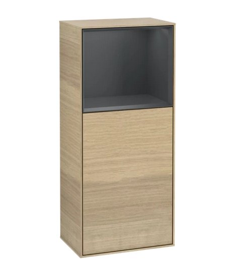 Шкафчик для ванной Villeroy & Boch Finion 41,8х93,6х27 см петли справа с подсветкой ДСП шпон дуба/темно-синий матовый лак G510HGPC