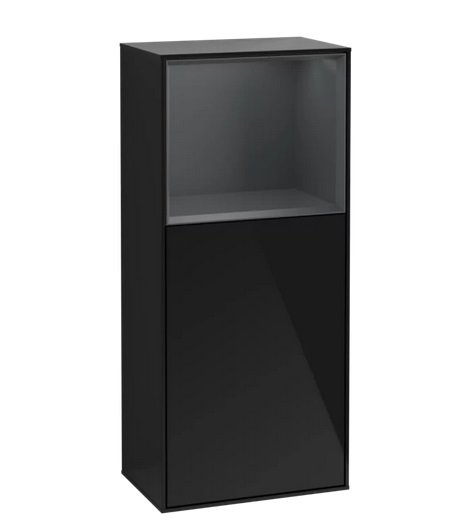 Шкафчик для ванной Villeroy & Boch Finion 41,8х93,6х27 см петли справа с подсветкой МДФ глянцевый черный лак/темно-синий матовый лак G510HGPH