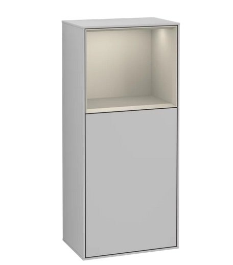 Шкафчик для ванной Villeroy & Boch Finion 41,8х93,6х27 см петли справа с подсветкой МДФ светло-серый матовый лак/песок матовый лак G510HHGJ