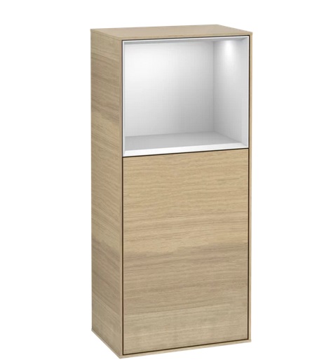 Шкафчик для ванной Villeroy & Boch Finion 41,8х93,6х27 см петли справа с подсветкой ДСП шпон дуба/белый матовый лак G510MTPC